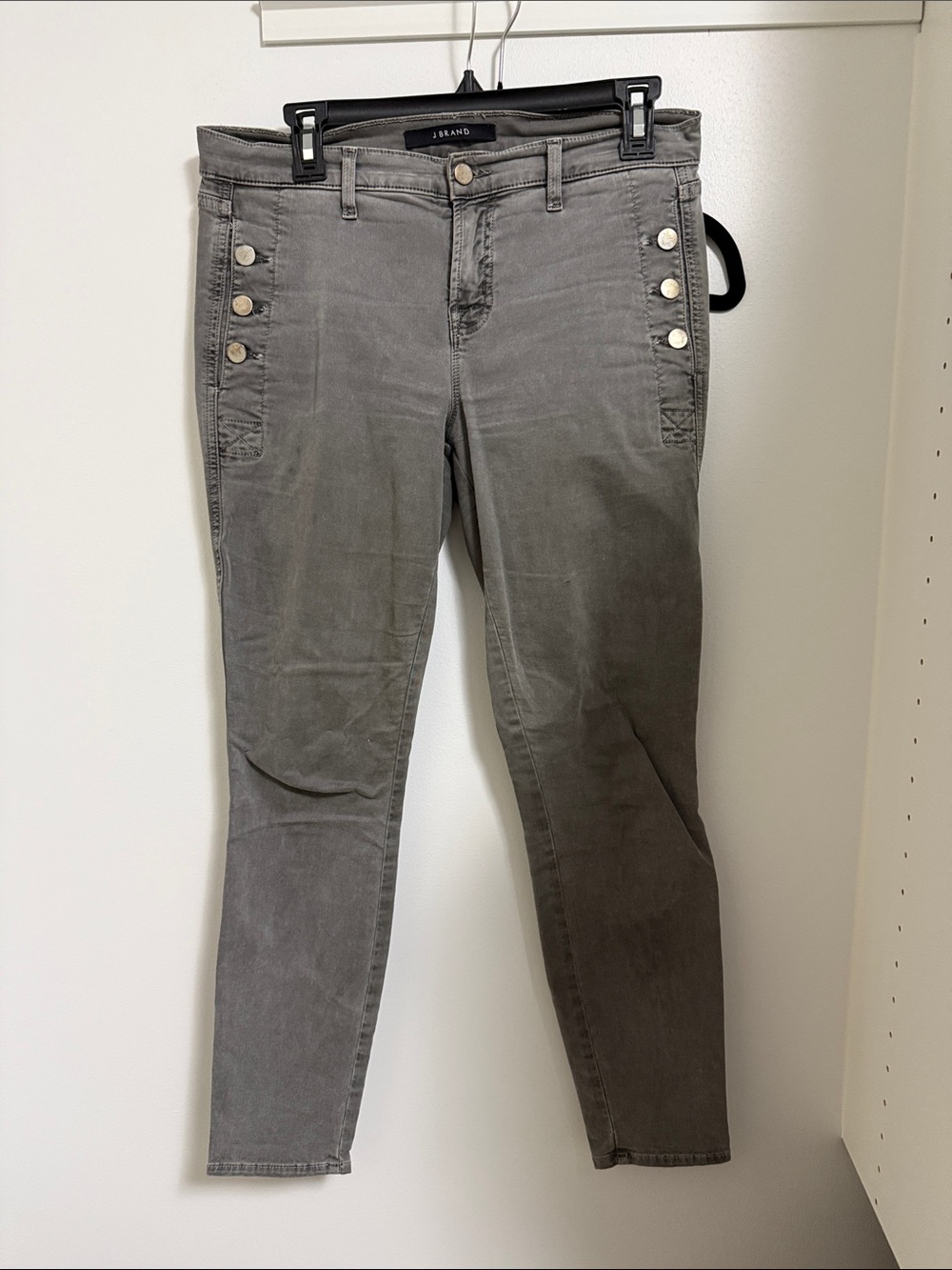 J Brand Women's Zion Low Rise Gray Button-Accent Jeans
